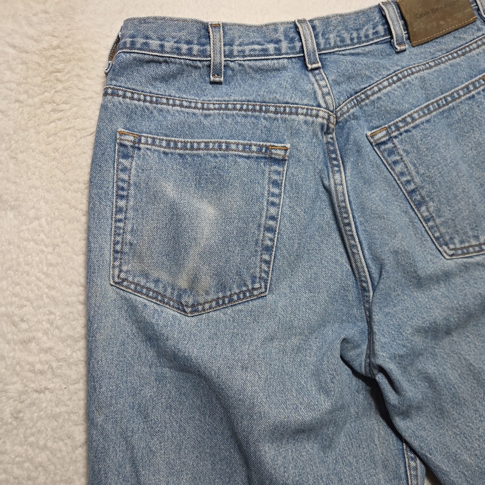 Vintage Calvin Klein Jeans Mens 34x31 Easy Fit Doublestone Light Wash Denim Blue - Picture 7 of 10